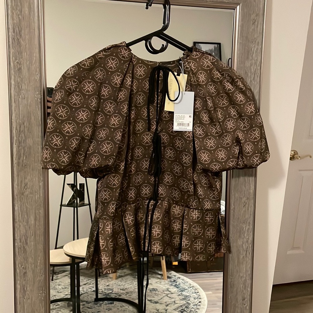 Antonio Melani blouse, puffed sleeves, brown
